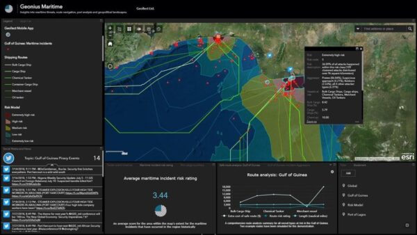 Geollect web app showing shipping routes to help void piracy